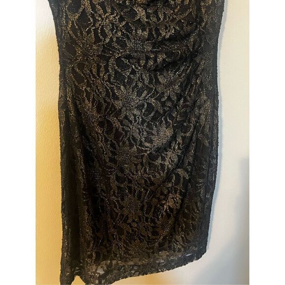 Lauren Ralph Lauren Women’s Size 12 Cowl Neck Dress Black Shimmer Short Sleeve - Picture 5 of 9